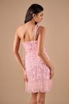 Shop_Shriya Som_Pink Tulle Sequins, Fringe Asymmetric Crystal Dress _at_Aza_Fashions