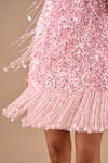 Shriya Som_Pink Tulle Sequins, Fringe Asymmetric Crystal Dress _Online_at_Aza_Fashions