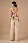 Shop_Shriya Som_Multi Color Tulle, Crepe, Organza Embroidery, Floral Peplum Top And Pant Set _at_Aza_Fashions