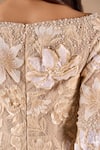 Shop_Shriya Som_Beige Lace Sequins, Embroidery, Beads V-neck Floral Dress _Online_at_Aza_Fashions