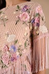 Buy_Shriya Som_Blush Tulle Embroidery, Crystals, Fringe, Beads Floral Grid Top And Pant Set _Online_at_Aza_Fashions