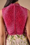 Buy_Shriya Som_Fuchsia Tulle Beads, Fringe High Neck Draped Top _Online_at_Aza_Fashions