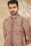 Buy_Rabani & Rakha_Multi Color Georgette, Cotton, Silk Beads Leopard Print Kurta And Pant Set _Online_at_Aza_Fashions