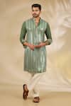 Buy_Rabani & Rakha_Green Georgette Sequins, Embroidery Kurta And Pant Set _at_Aza_Fashions