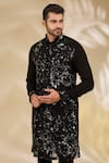 Rabani & Rakha_Black Georgette Sequins, Embroidery And Thread Kurta With Pant _Online_at_Aza_Fashions