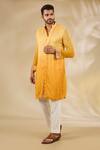 Buy_Rabani & Rakha_Yellow Georgette Embroidery Shaded Thread Booti Kurta Set _at_Aza_Fashions