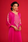 Megha Pitti_Pink Modal, Satin Tassels, Sequins, Embroidery Pita Work And Zardozi Kurta Set _Online_at_Aza_Fashions