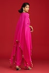 Shop_Megha Pitti_Pink Crepe Tassels, Sequins, Embroidery Pita And Zardozi Cape Kurta & Pant Set _at_Aza_Fashions