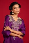 Buy_Megha Pitti_Purple Modal, Satin, Shantoon Zari, Zardozi And Hand Embroidered Kurta Set _Online_at_Aza_Fashions