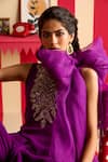 Shop_Megha Pitti_Purple Crepe Embroidery, Sequins, Tassels Round Neck Hand Kurta Sharara Set _Online_at_Aza_Fashions