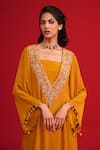 Buy_Megha Pitti_Mustard Crepe Embroidery, Zari, Sequins, Tassels Kalidar Zardozi And Kurta Set _Online_at_Aza_Fashions