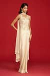 Buy_Megha Pitti_Ivory Modal, Satin, Crepe Sequins, Zari, Embroidery Corset Draped Skirt Set _at_Aza_Fashions