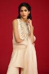Megha Pitti_Ivory Crepe, Organza Embroidery, Sequins, Zari, Tassels Hand Kurta Gharara Set _Online_at_Aza_Fashions