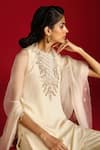 Buy_Megha Pitti_Ivory Crepe, Organza Embroidery, Sequins, Zari, Tassels Hand Kurta Gharara Set 