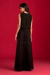 Shop_Megha Pitti_Black Modal, Satin, Organza Sequins, Hand Embroidered Jumpsuit With Jacket _at_Aza_Fashions
