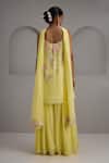 Shop_Maisolos_Yellow Net, Georgette Embroidery Scoop Neck Pastel Kurta Sharara Set _at_Aza_Fashions