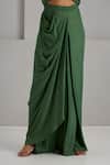 Maisolos_Green Silk, Crepe Mirrors, Embroidery High And Thread Jacket With Draped Skirt _Online_at_Aza_Fashions