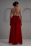 Shop_Maisolos_Red Georgette, Silk Embroidery, Sequins, Beads Peplum Kurta With Flared Pant _at_Aza_Fashions