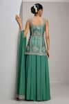 Shop_Maisolos_Green Silk, Georgette Embroidery, Sequins Scoop Hand Raw Kurta Sharara Set _at_Aza_Fashions