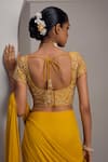Buy_Maisolos_Mustard Georgette, Silk Embroidery, Sequins, Hand Blouse With Pre-draped Saree _Online_at_Aza_Fashions