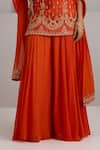 Shop_Maisolos_Orange Silk, Georgette Embroidery, Sequins, Zari Floral Hand Kurta Sharara Set _Online_at_Aza_Fashions