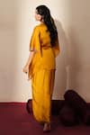 Shop_ISHA GUPTA TAYAL_Yellow Satin, Organza Embroidery, Zari, Cut Kanakpriya Top Draped Skirt Set _at_Aza_Fashions