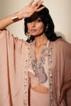 Buy_ISHA GUPTA TAYAL_Pink Silk Embroidery, Stones, Patchwork, Zari Open Rajlata Cape Sharara Set _Online_at_Aza_Fashions