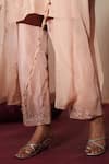 ISHA GUPTA TAYAL_Pink Silk Beads, Stones, Embroidery V-neck Gulabratna Cape Kurta Set _at_Aza_Fashions