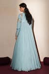 Shop_ISHA GUPTA TAYAL_Blue Silk Beads, Stones, Tassels, Patchwork, Kanchan Anarkali With Jacket _at_Aza_Fashions