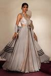 Buy_ISHA GUPTA TAYAL_Gray Organza, Silk Beads, Stones, Embroidery, Muktika Anarkali With Dupatta _Online_at_Aza_Fashions