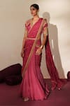 ISHA GUPTA TAYAL_Pink Georgette, Organza, Silk Nayaab Pre-draped Concept Saree With Blouse _Online_at_Aza_Fashions