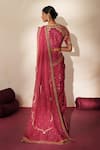 Shop_ISHA GUPTA TAYAL_Pink Georgette, Organza, Silk Nayaab Pre-draped Concept Saree With Blouse _at_Aza_Fashions