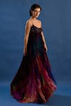 Shop_Cedar & Pine_Multi Color Satin, Tulle Beads, Sequins Scoop Neck Euphoria Embroidered Gown _Online_at_Aza_Fashions
