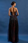 Shop_Cedar & Pine_Black Tulle, Georgette, Velvet Sequins, Embroidery Sweetheart Disco Corset Gown _at_Aza_Fashions