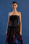 Buy_Cedar & Pine_Black Polyester Bandeau Neck Paula Corset Top And Bubble Skirt Set _Online_at_Aza_Fashions