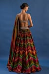 Shop_Cedar & Pine_Multi Color Tissue, Brocade Embroidery, Rouge Bohemian Chevron Lehenga Set _at_Aza_Fashions