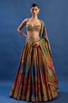 Buy_Cedar & Pine_Multi Color Tissue, Brocade Crystals, Zari, Paradisso Printed Lehenga Set _at_Aza_Fashions