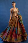 Cedar & Pine_Multi Color Tissue, Brocade Crystals, Zari, Paradisso Printed Lehenga Set _at_Aza_Fashions