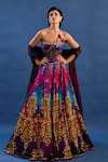 Buy_Cedar & Pine_Multi Color Satin, Tulle, Organza Crystals, Zari, Rococo Printed Lehenga Set _at_Aza_Fashions