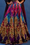 Cedar & Pine_Multi Color Satin, Tulle, Organza Crystals, Zari, Rococo Printed Lehenga Set _Online_at_Aza_Fashions