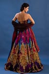 Shop_Cedar & Pine_Multi Color Satin, Tulle, Organza Crystals, Zari, Rococo Printed Lehenga Set _at_Aza_Fashions