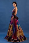 Buy_Cedar & Pine_Multi Color Satin, Tulle, Organza Crystals, Zari, Rococo Printed Lehenga Set _Online_at_Aza_Fashions