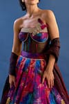 Shop_Cedar & Pine_Multi Color Satin, Tulle, Organza Crystals, Zari, Rococo Printed Lehenga Set _Online_at_Aza_Fashions