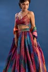Buy_Cedar & Pine_Multi Color Organza, Brocade Zari, Embroidery, Beads, Betty Printed Lehenga Set _Online_at_Aza_Fashions