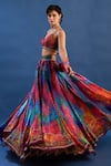 Shop_Cedar & Pine_Multi Color Organza, Brocade Zari, Embroidery, Beads, Betty Printed Lehenga Set _Online_at_Aza_Fashions