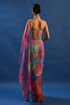 Shop_Cedar & Pine_Multi Color Chinon, Tulle, Rio Shaded Pre-draped Saree With Pleated Corset _at_Aza_Fashions
