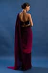 Shop_Cedar & Pine_Magenta Chinon, Velvet, Tulle Sequins, Helen Shaded Pre-draped Saree With Top _at_Aza_Fashions