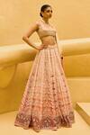Cedar & Pine_Pink Organza, Silk, Tulle Embroidery, Stones, Beads, Nighat Lehenga Blouse Set _Online_at_Aza_Fashions