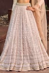 Buy_Cedar & Pine_Ivory Organza, Silk, Tulle Embroidery, Sequins V-neck, Square Saira Lehenga Set _Online_at_Aza_Fashions