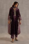 Shop_Begum_Purple Velvet, Satin, Tissue, Organza Gota Patti, Megh Embroidered Kurta Set _Online_at_Aza_Fashions